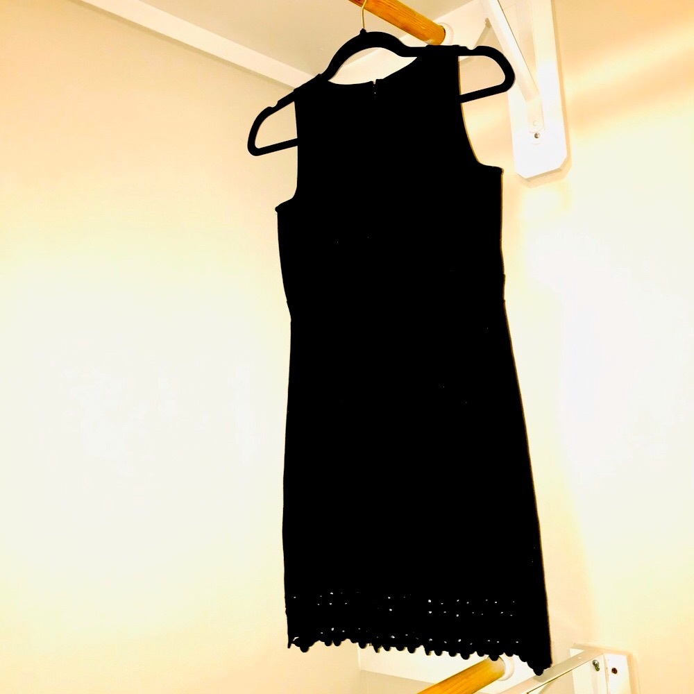 LOFT Black Sleeveless Loft Eyelet Dress